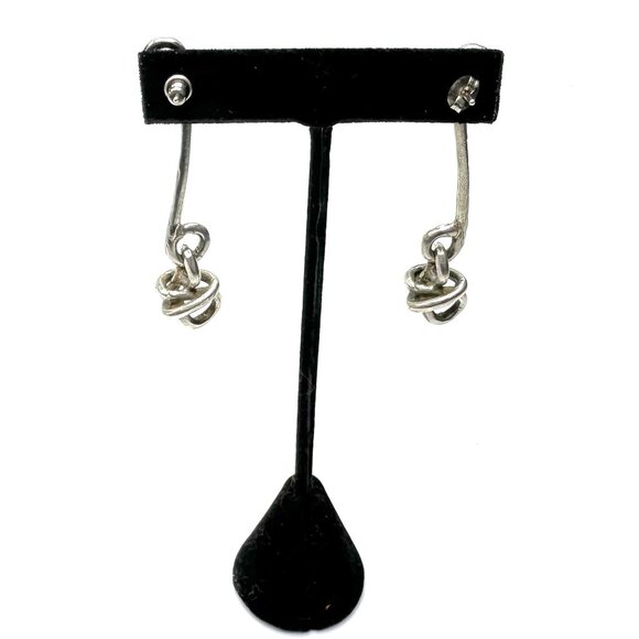 Modernist Turkish Sterling Silver Knot Earrings — Artist Signed — EUC - Picture 6 of 7
